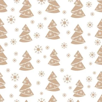 Winter seamless pattern with Christmas tree in origami form and snowflakes. 스톡 일러스트