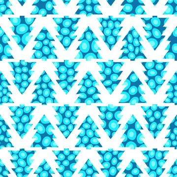 Winter seamless pattern with Christmas tree on white background. Vector Stock Illustration