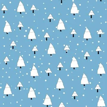 Winter seamless pattern with Christmas tree and snowflakes on color background Stock Illustration