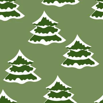 Winter seamless pattern with Christmas tree and snowflakes on color background 스톡 일러스트