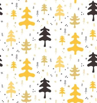 Winter seamless pattern with Christmas trees in Scandinavian style. Stock Illustration