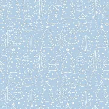 Winter seamless pattern. Christmas trees in forest. Blue Abstract Geometric Stock Illustration