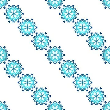 Winter seamless pattern with colorful gradient snowflakes on white background Stock Illustration