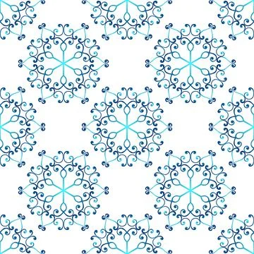 Winter seamless pattern with colorful gradient snowflakes on white background Stock Illustration
