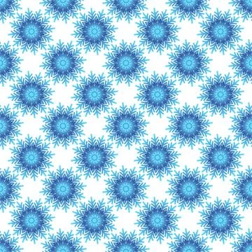Winter seamless pattern with colorful gradient snowflakes on white background Stock Illustration