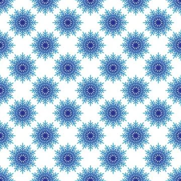 Winter seamless pattern with colorful gradient snowflakes on white background Stock Illustration