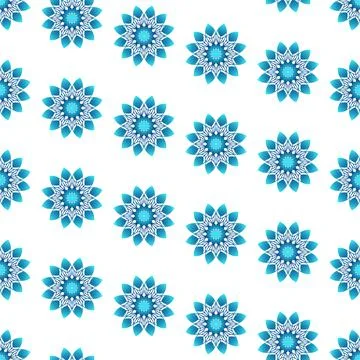 Winter seamless pattern with colorful gradient snowflakes on white background Stock Illustration