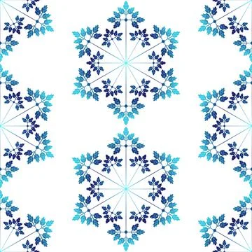 Winter seamless pattern with colorful gradient snowflakes on white background Stock Illustration