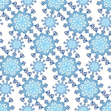 Winter seamless pattern with colorful gradient snowflakes on white background Illustrazione stock