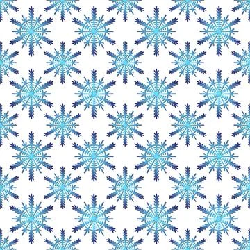 Winter seamless pattern with colorful gradient snowflakes on white background Stock Illustration