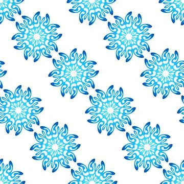 Winter seamless pattern with colorful gradient snowflakes on white background 스톡 일러스트