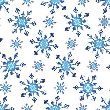 Winter seamless pattern with colorful gradient snowflakes on white background Stockillustratie