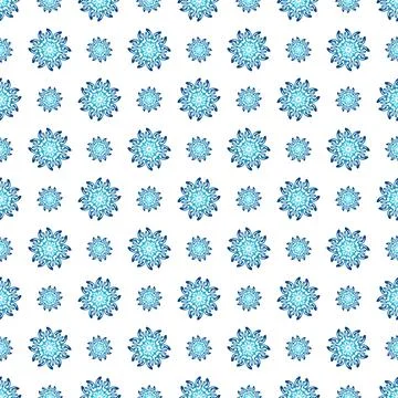 Winter seamless pattern with colorful gradient snowflakes on white background Stock Illustration