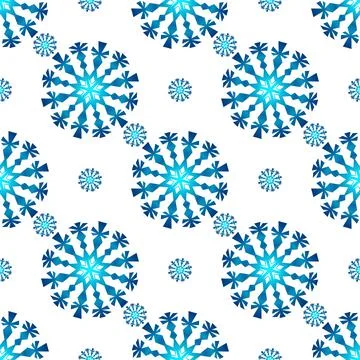 Winter seamless pattern with colorful gradient snowflakes on white background Stock Illustration