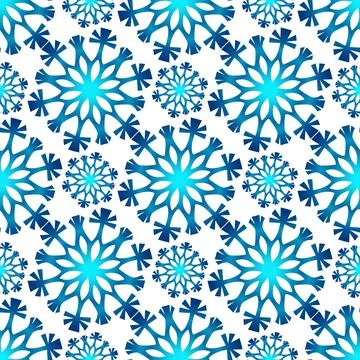 Winter seamless pattern with colorful gradient snowflakes on white background Stock Illustration