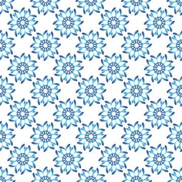 Winter seamless pattern with colorful gradient snowflakes on white background Stockillustratie