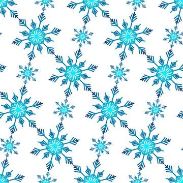 Winter seamless pattern with colorful gradient snowflakes on white background Stock Illustration