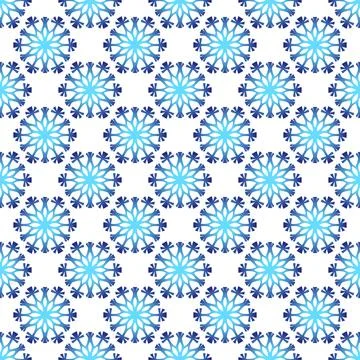 Winter seamless pattern with colorful gradient snowflakes on white background 스톡 일러스트