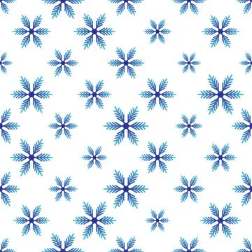 Winter seamless pattern with colorful gradient snowflakes on white background Stock Illustration