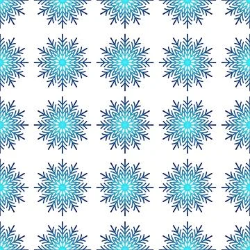 Winter seamless pattern with colorful gradient snowflakes on white background Stock Illustration