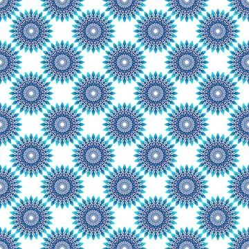 Winter seamless pattern with colorful gradient snowflakes on white background Illustrazione stock