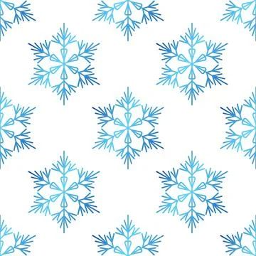 Winter seamless pattern with colorful gradient snowflakes on white background Stock Illustration