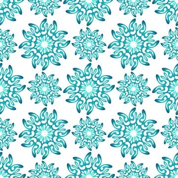 Winter seamless pattern with colorful gradient snowflakes on white background 스톡 일러스트
