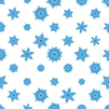 Winter seamless pattern with colorful gradient snowflakes on white background Stock Illustration