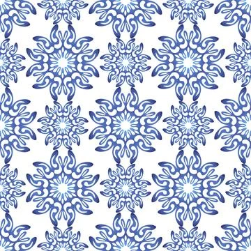 Winter seamless pattern with colorful gradient snowflakes on white background Stock Illustration