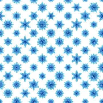 Winter seamless pattern with colorful gradient snowflakes on white background Stock Illustration