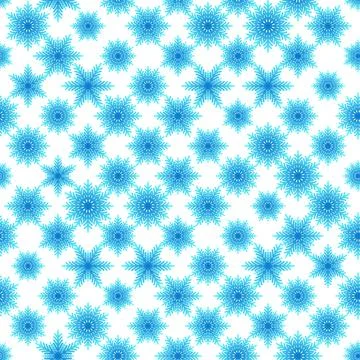 Winter seamless pattern with colorful gradient snowflakes on white background 스톡 일러스트