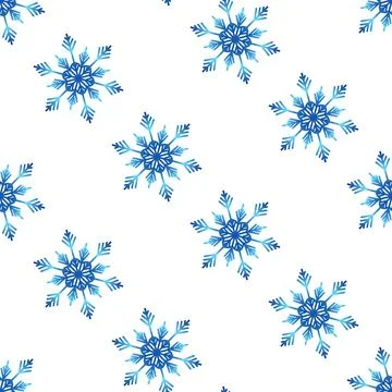 Winter seamless pattern with colorful gradient snowflakes on white background Stock Illustration