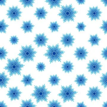 Winter seamless pattern with colorful gradient snowflakes on white background Stock Illustration