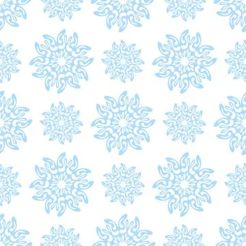 Winter seamless pattern with colorful gradient snowflakes on white background Stock Illustration