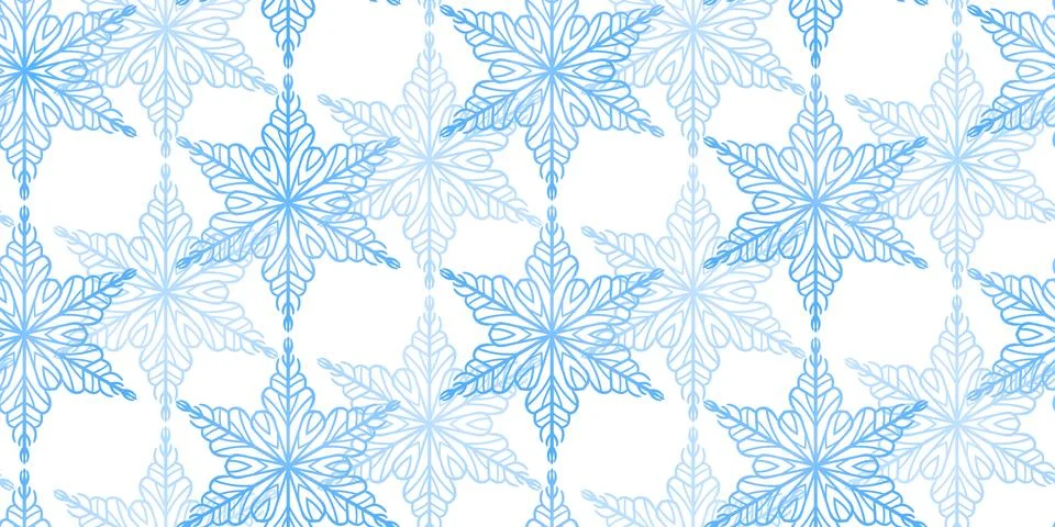 Winter seamless pattern with colorful gradient snowflakes on white background Stockillustratie