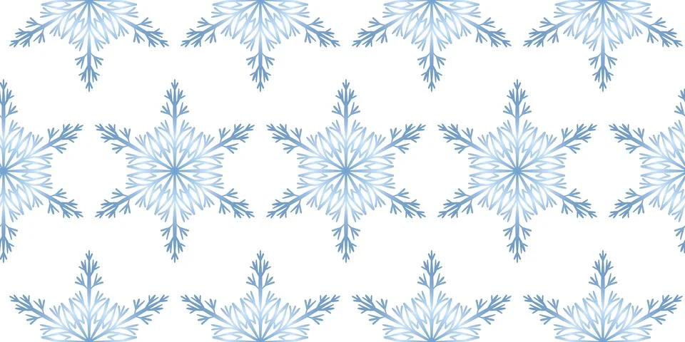 Winter seamless pattern with colorful gradient snowflakes on white background Stock Illustration