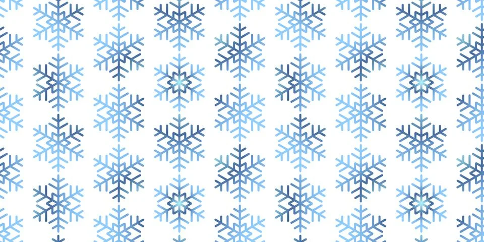 Winter seamless pattern with colorful gradient snowflakes on white background Stock Illustration