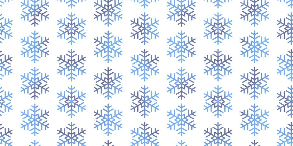 Winter seamless pattern with colorful gradient snowflakes on white background Stock Illustration