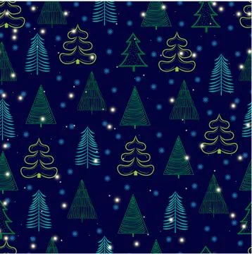 Winter seamless pattern on dark background Stock Illustration