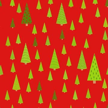 Winter Seamless Pattern with Fir Trees and Pines in Snow. Coniferous Forest.  Stock Illustration