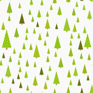 Winter Seamless Pattern with Fir Trees and Pines in Snow. Coniferous Forest.  Stock Illustration