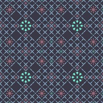 Winter seamless pattern in the form of a grid of snowflakes Stock Illustration