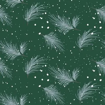 Winter seamless pattern for gift wrap paper with pine tree and snow background Stock Illustration