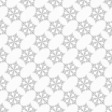 Winter seamless pattern with grey snowflakes on white background. Vector Stock Illustration