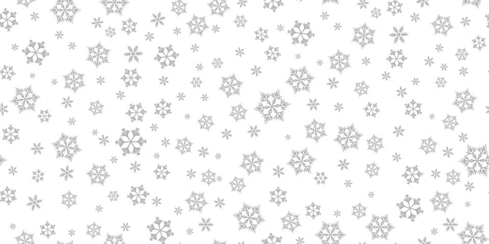 Winter seamless pattern with grey snowflakes on white background. Vector Stock Illustration