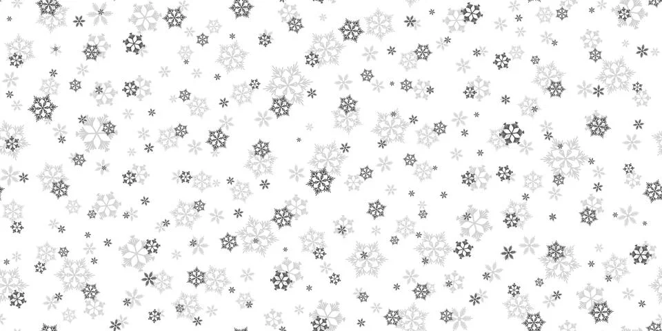 Winter seamless pattern with grey snowflakes on white background. Vector 库存插图