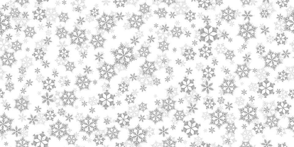 Winter seamless pattern with grey snowflakes on white background. Vector 스톡 일러스트