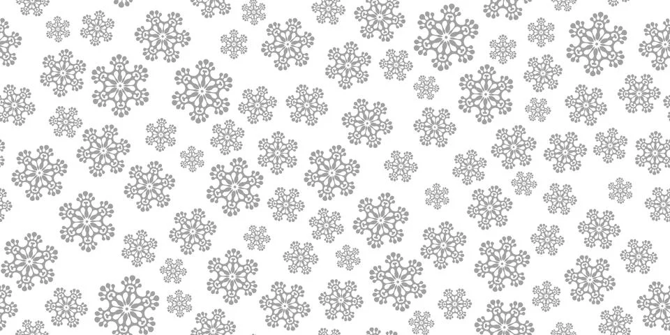 Winter seamless pattern with grey snowflakes on white background. Vector Stock Illustration