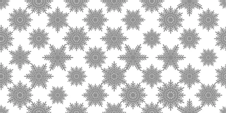 Winter seamless pattern with grey snowflakes on white background. Vector 스톡 일러스트