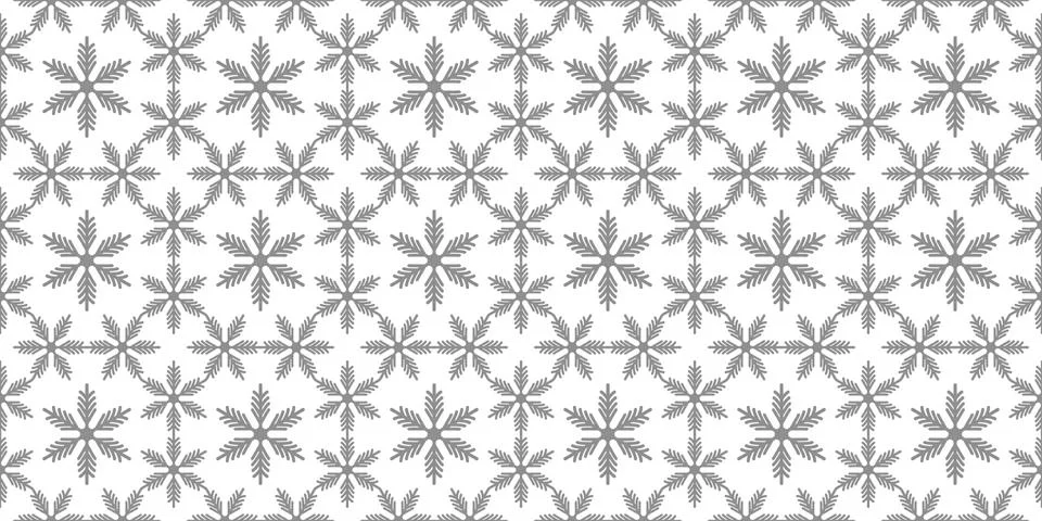 Winter seamless pattern with grey snowflakes on white background. Vector Stock Illustration